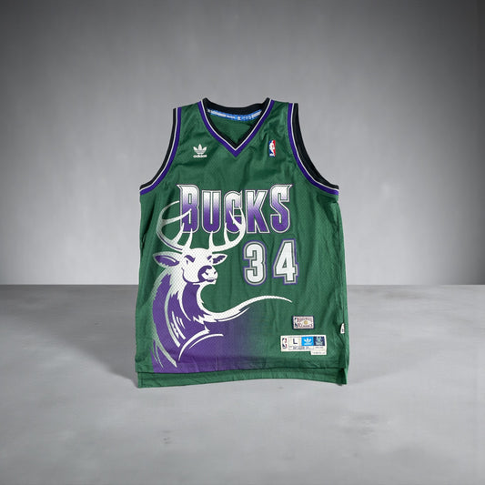 Vintage - Ray Allen #34 Milwaukee Bucks 1996–97 Adidas Hardwood Classics Jersey – Green Vintage NBA – Size L (+2 Length)