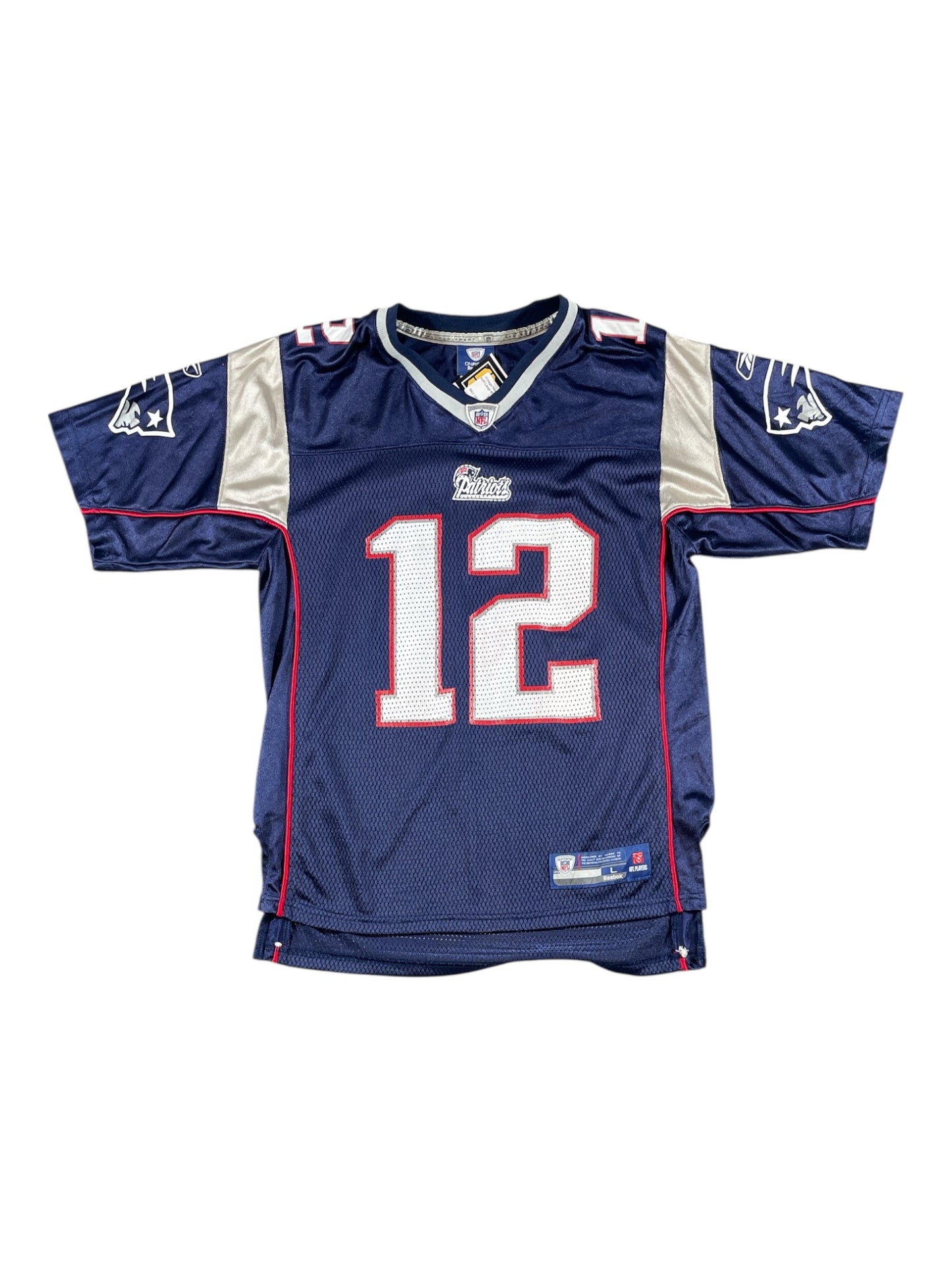Pre-Loved New England Patriots #12 Tom Brady Reebok NFL Jersey – Kids Large