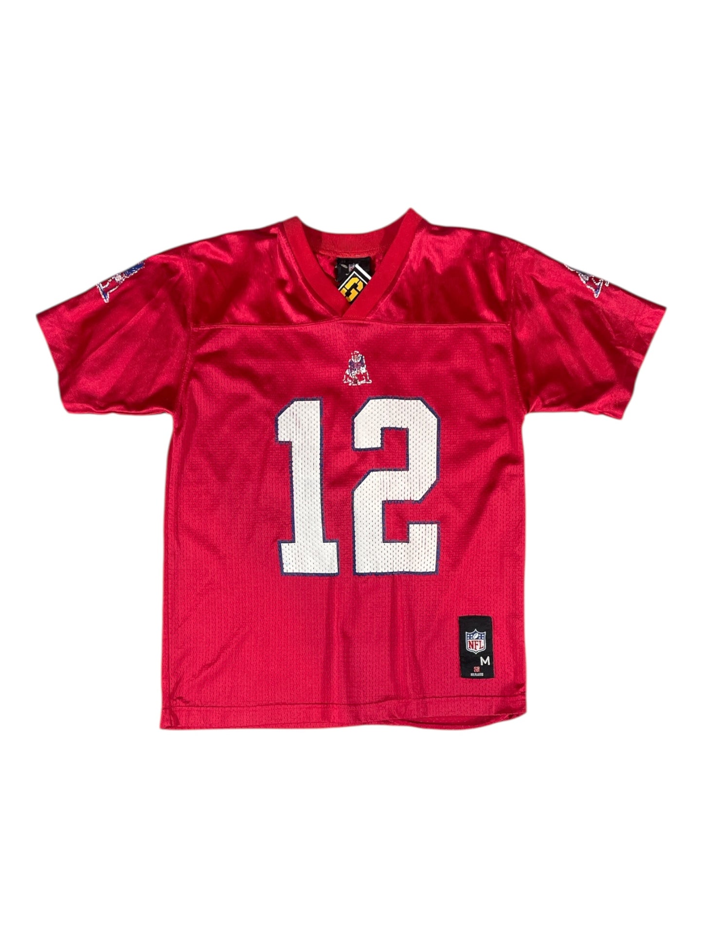 BRADY #12 Youth NFL-Style Football Jersey – Red – Kids M – Pre-Loved