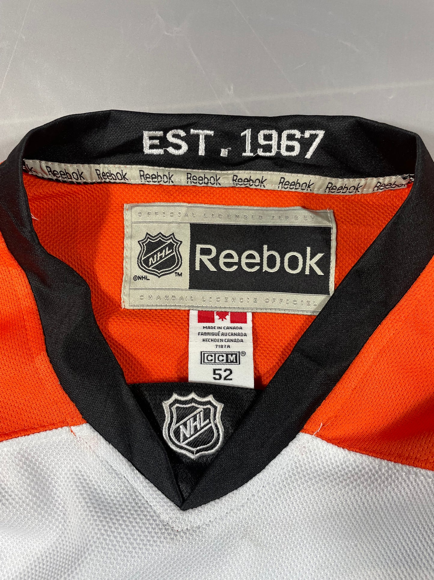 Vintage Philadelphia Flyers 50th Anniversary Travis Konecny #11 Reebok Jersey - White/Gold - Size XL