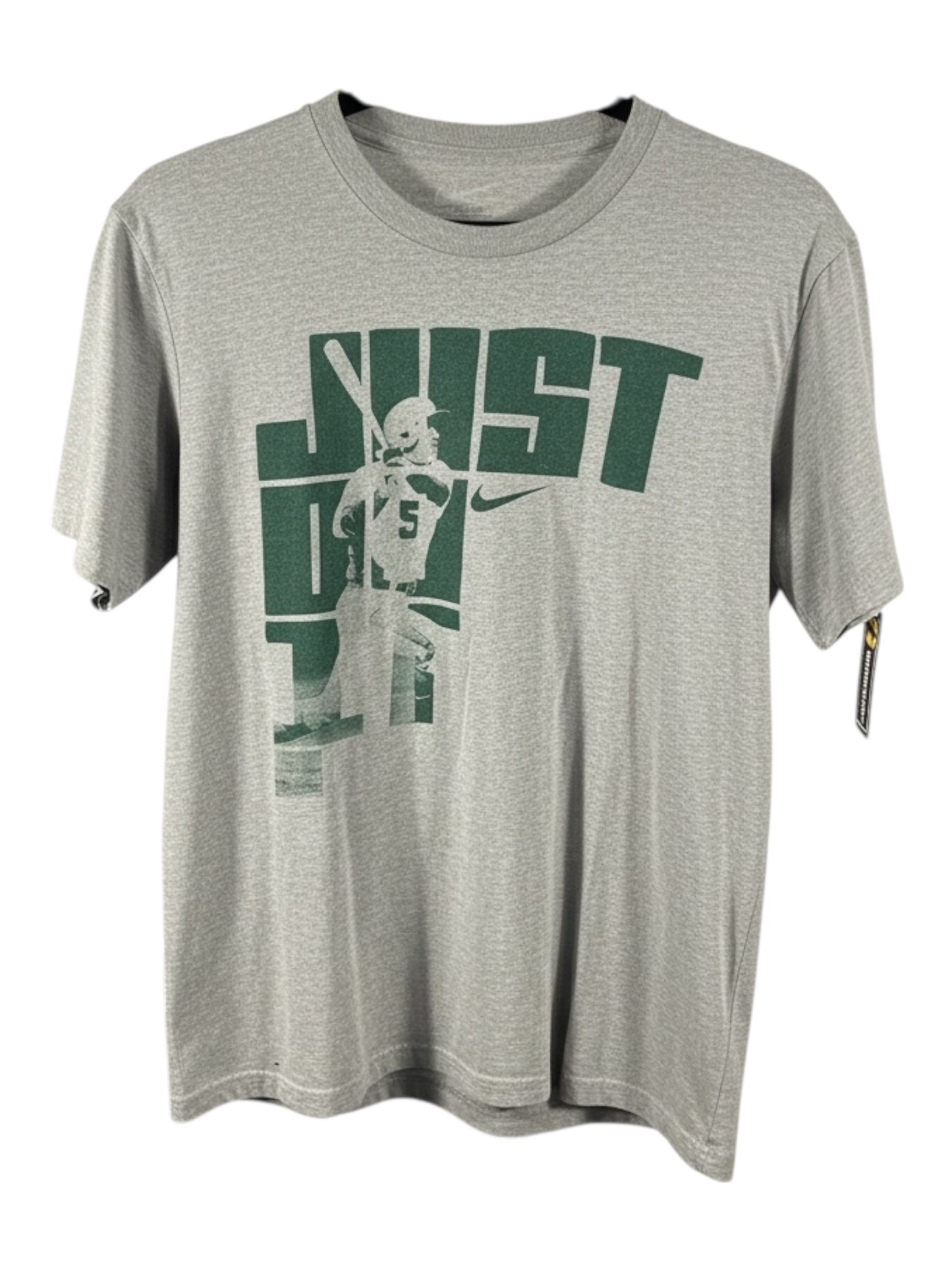 Nike “Just Do It” Graphic T-Shirt – Grey / Green NCAA Style (Pre-Loved)