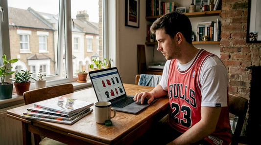 UK fan browsing NBA jerseys at home