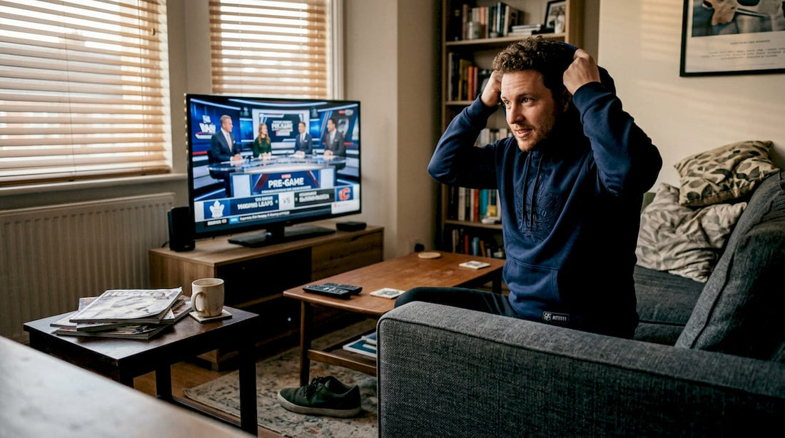 UK NHL fan wearing Fan Edition gear at home