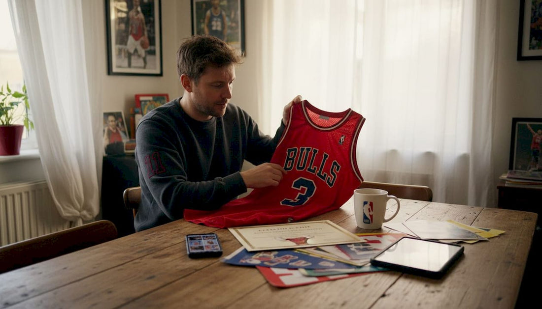 UK collector examining NBA jersey authenticity