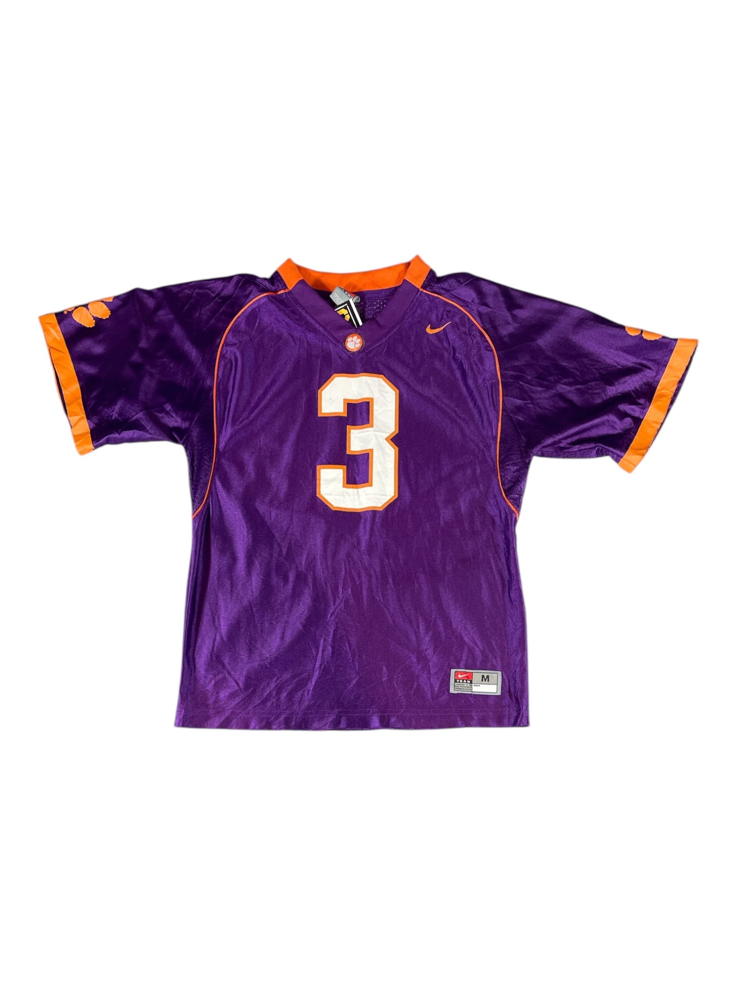 Nike Team Clemson Tigers #3 Youth Football Jersey – Purple/Orange – Kids M – Pre-Loved