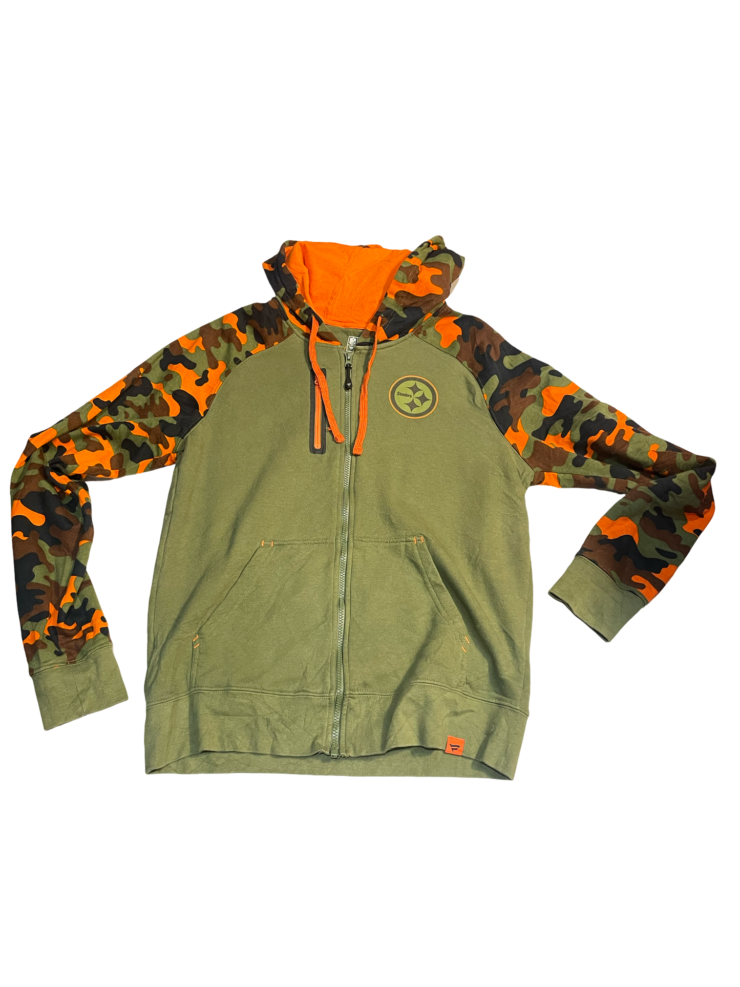 Vintage Pittsburgh Steelers FanaticsvPro-Line Run-DMC Camo Full Zip Hoodie - Men's Medium