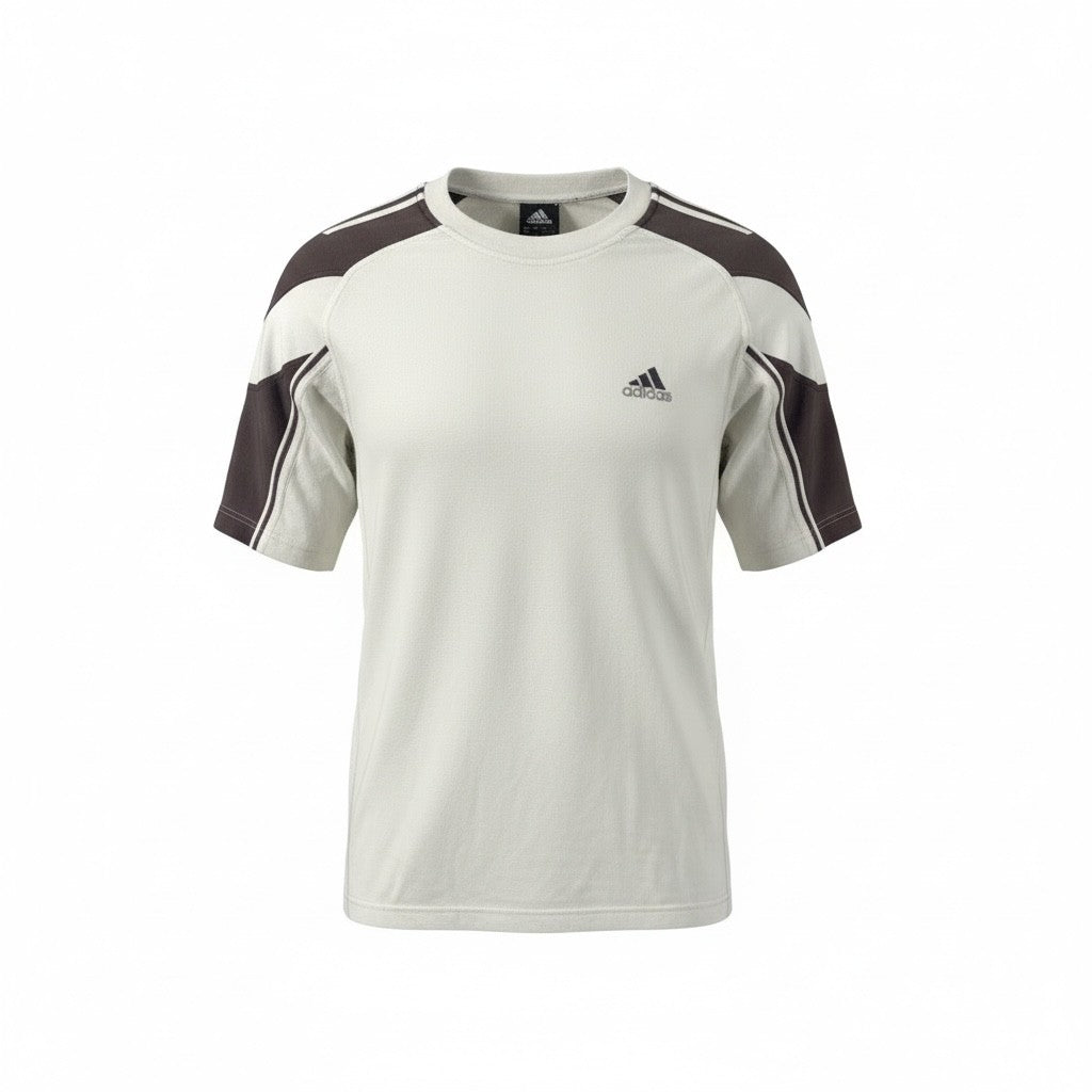 Adidas Performance T-Shirt – White & Brown – Vintage / Pre-Loved