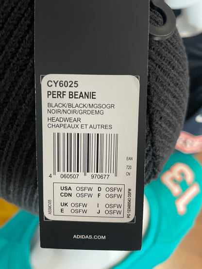 Adidas Performance Black Ribbed Beanie – One Size
