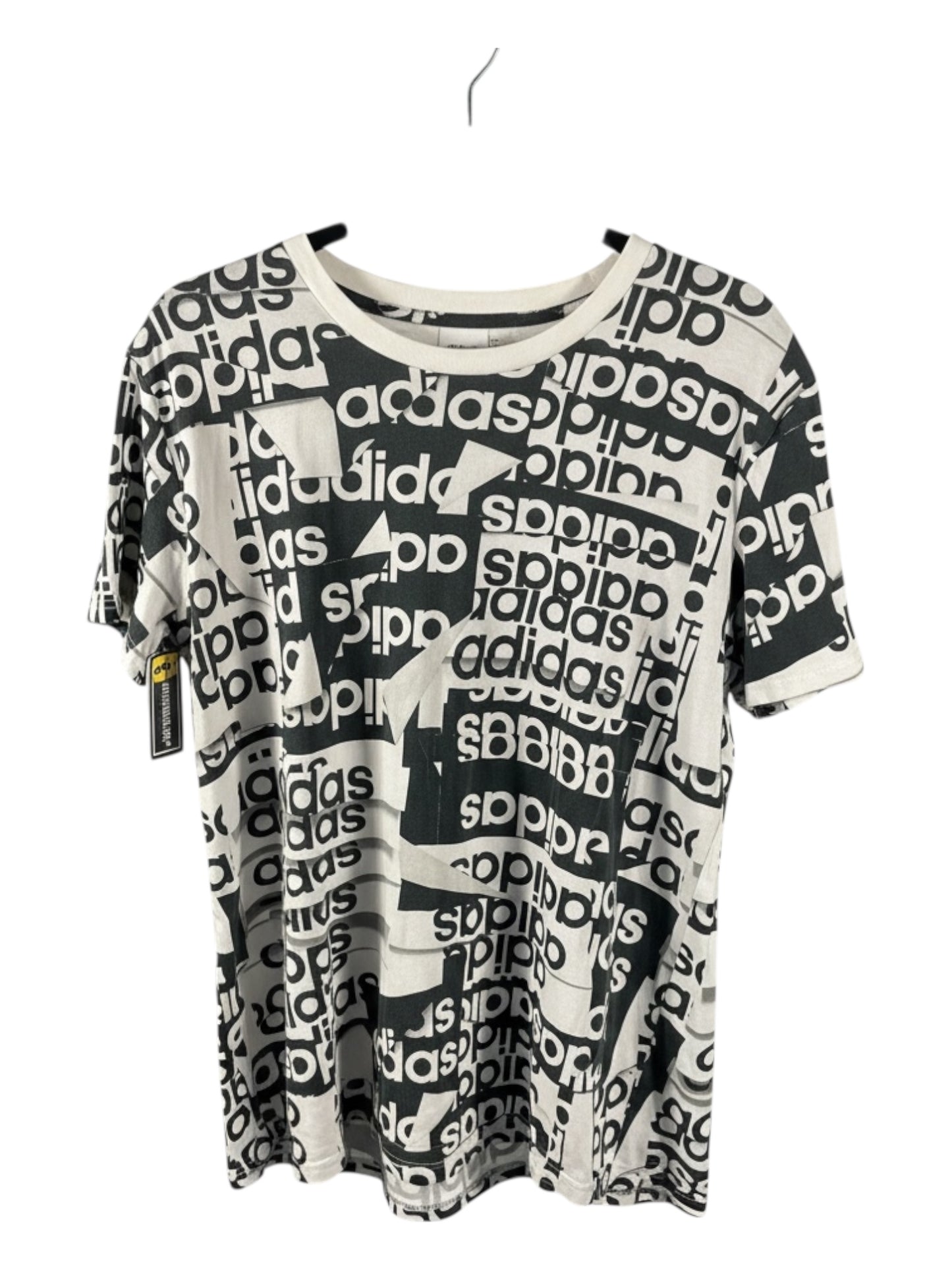 Adidas All-Over Logo Print T-Shirt – Black & White – Pre-Loved