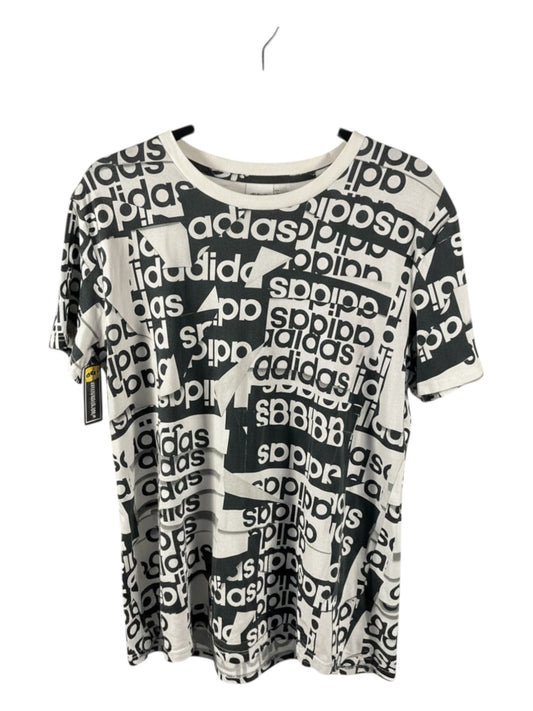 Adidas All-Over Logo Print T-Shirt – Black & White – Pre-Loved