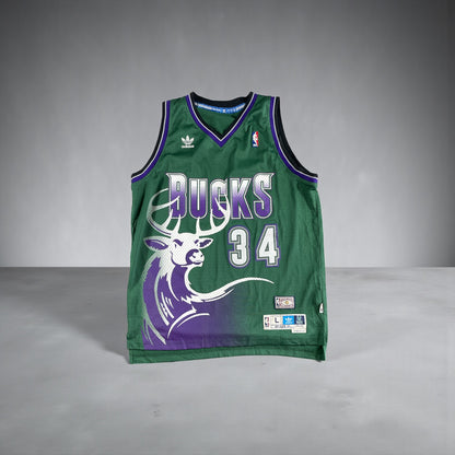 Vintage - Ray Allen #34 Milwaukee Bucks 1996–97 Adidas Hardwood Classics Jersey – Green Vintage NBA – Size L (+2 Length)