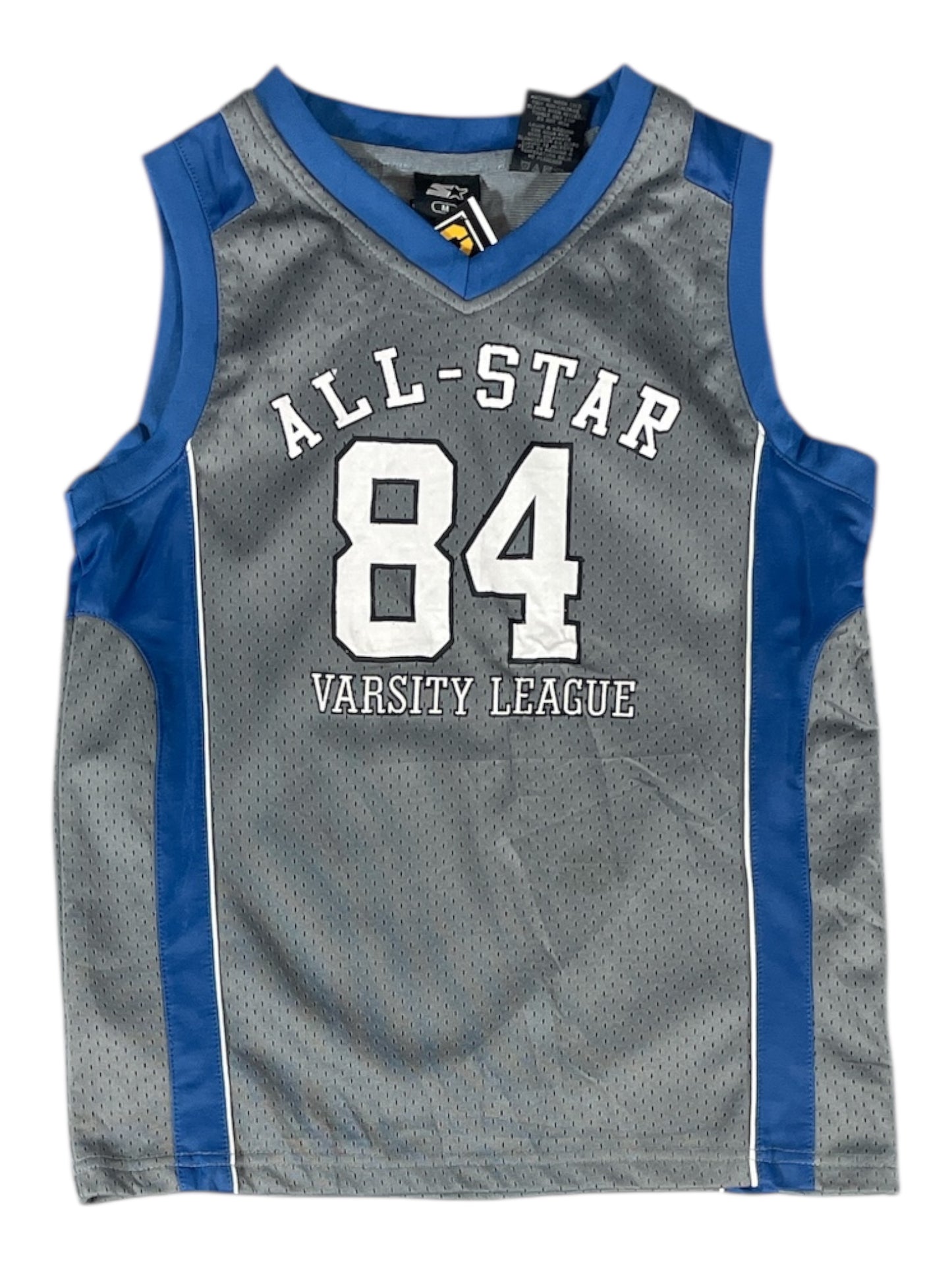 All-Star Varsity League #84 Youth Basketball Jersey – Grey / Blue – Kids – M- Pre-Loved