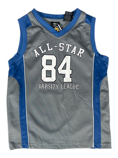 All-Star Varsity League #84 Youth Basketball Jersey – Grey / Blue – Kids – M- Pre-Loved