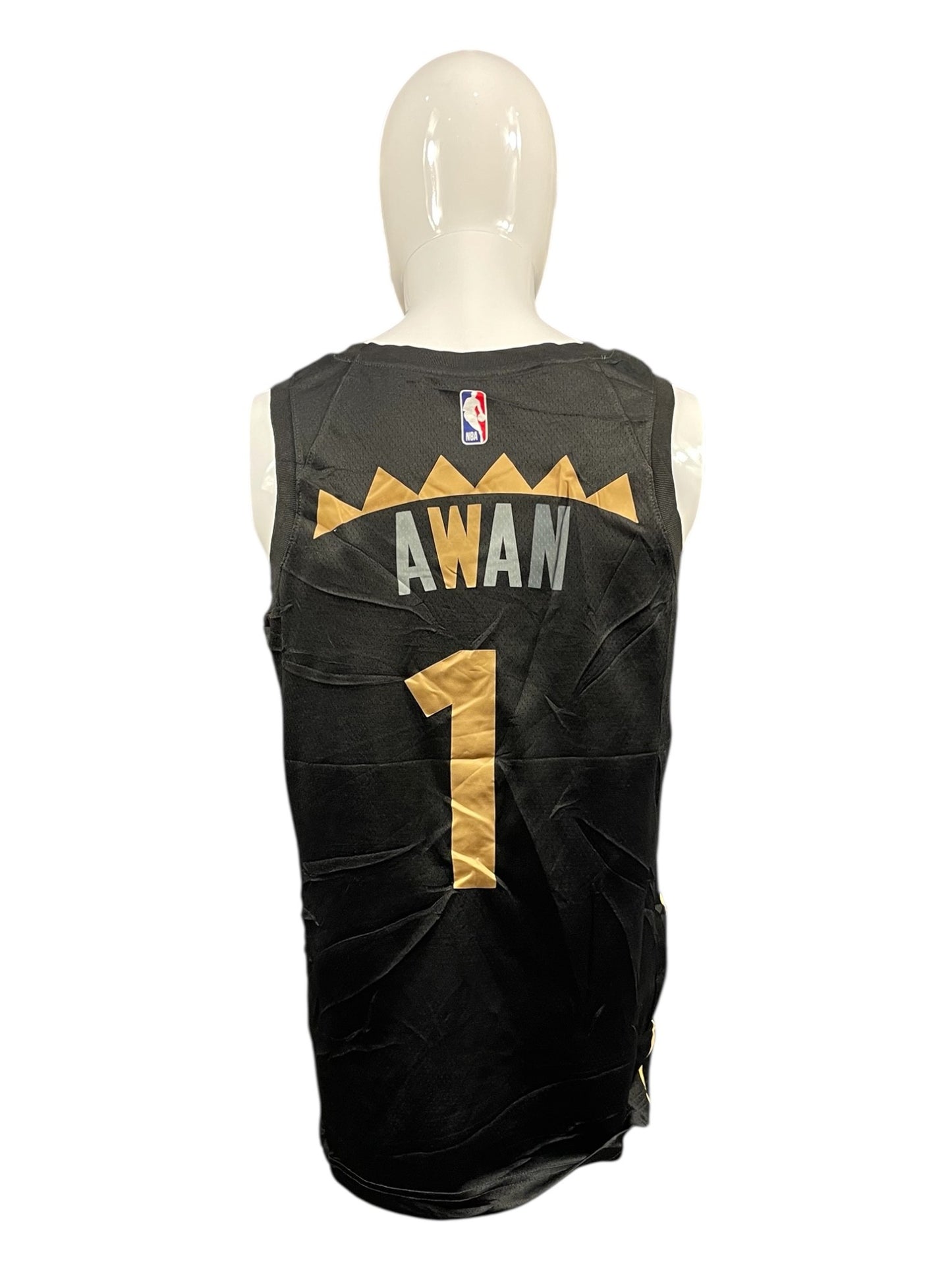 Toronto Raptors #1 “AWAN” NBA Jersey – Black & Gold – Men’s Medium – Brand New