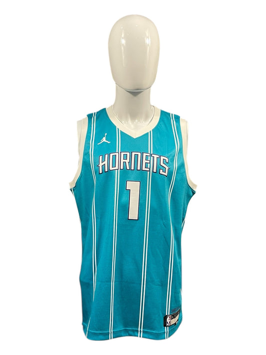 LaMelo Ball #1 Charlotte Hornets NBA Jersey – Teal Pinstripe – Men’s XL – Jordan Edition