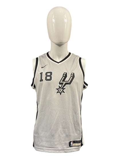 Marco Belinelli #18 San Antonio Spurs NBA Jersey – Silver – Teen Large – Brand New