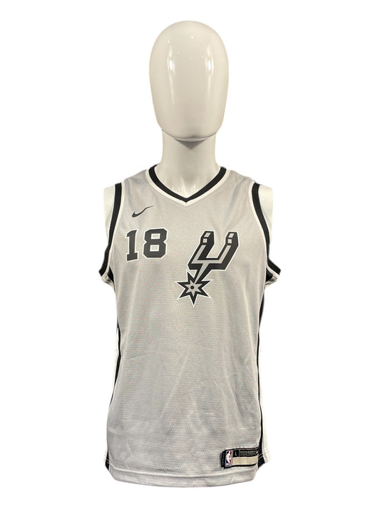 Marco Belinelli #18 San Antonio Spurs NBA Jersey – Silver – Teen Large – Brand New