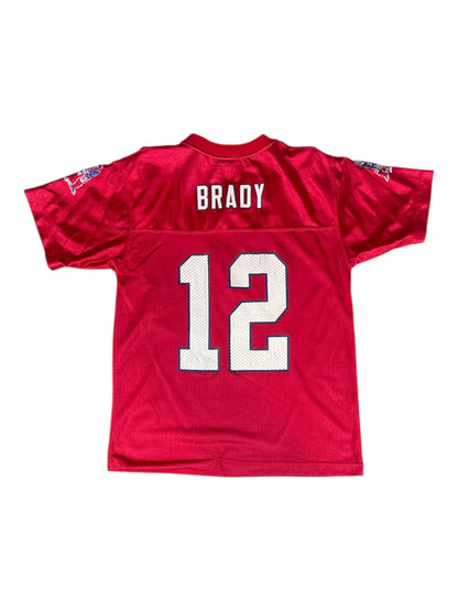 BRADY #12 Youth NFL-Style Football Jersey – Red – Kids M – Pre-Loved
