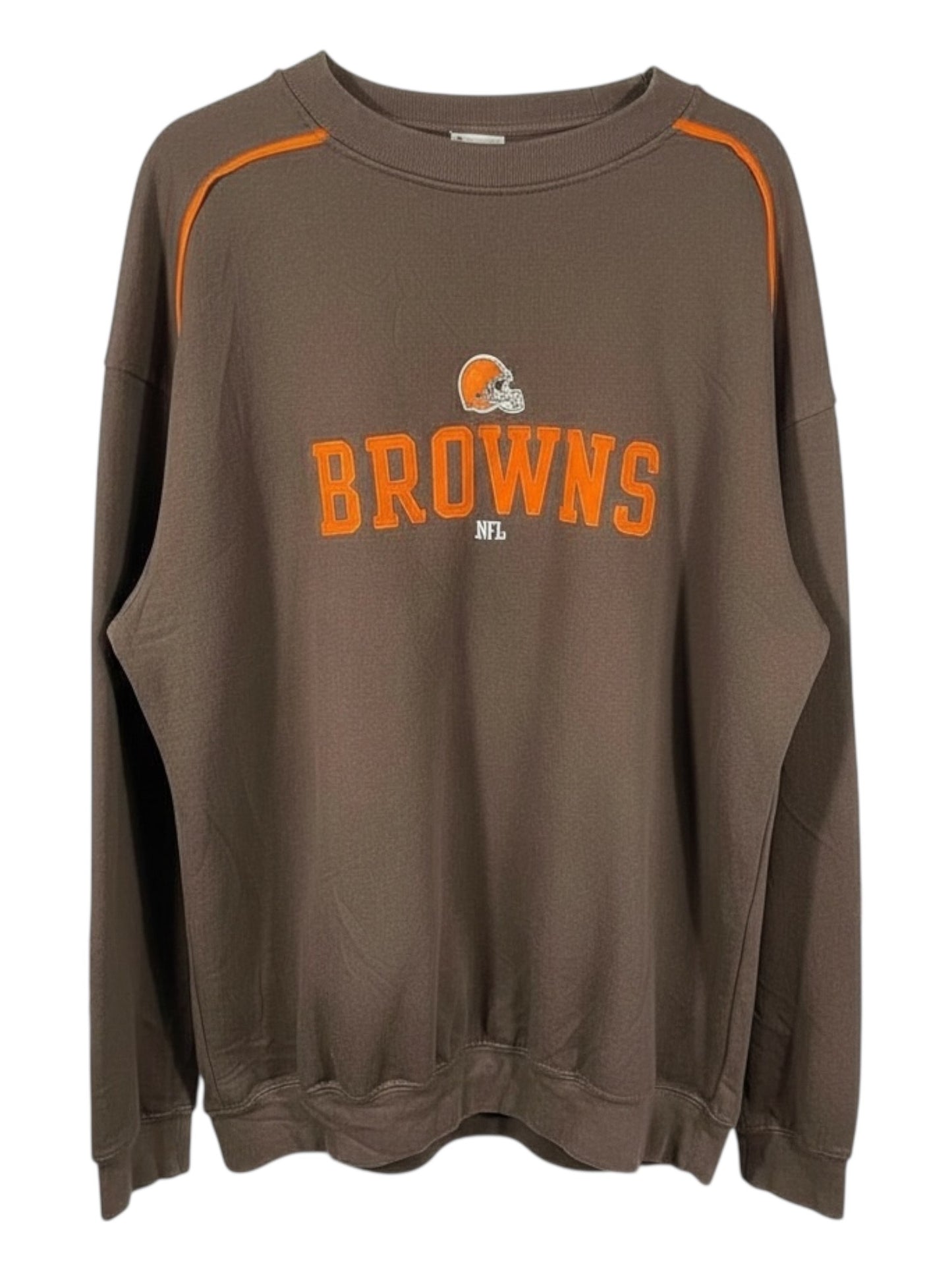 Vintage Cleveland Browns NFL Sweatshirt - Brown & Orange Spellout - Men's XL 90s/Y2K