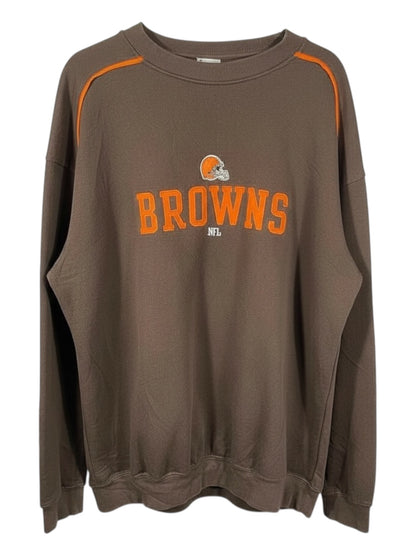 Vintage Cleveland Browns NFL Sweatshirt - Brown & Orange Spellout - Men's XL 90s/Y2K