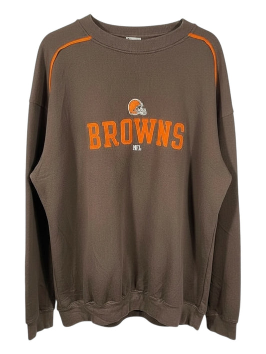 Vintage Cleveland Browns NFL Sweatshirt - Brown & Orange Spellout - Men's XL 90s/Y2K