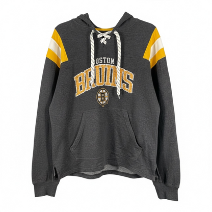 Vintage Boston Bruins Lace-Up Hoodie - NHL Heritage Jumper - Men's XL