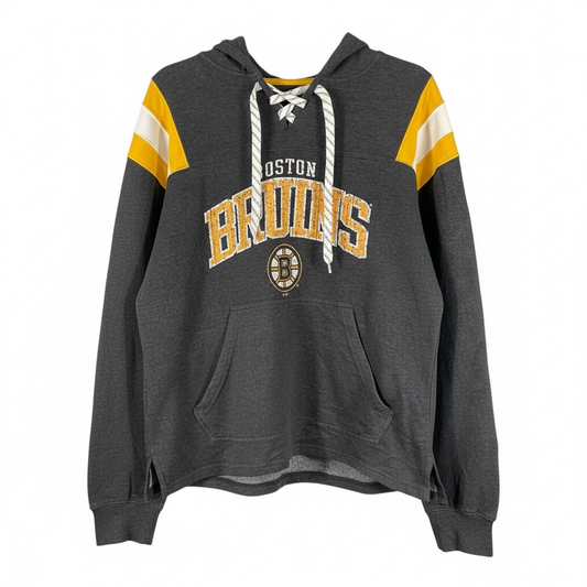 Vintage Boston Bruins Lace-Up Hoodie - NHL Heritage Jumper - Men's XL