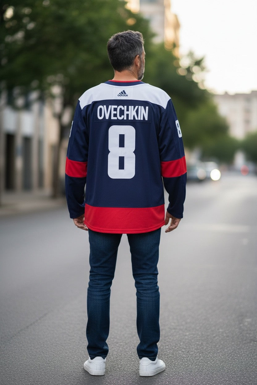 Vintage - Adidas Washington Capitals Alexander Ovechkin #8 NHL Jersey – Men’s 2XL – Navy Home – Stanley Cup Champions Patch – Official Licensed