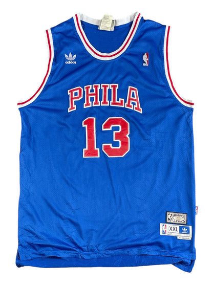 Vintage Wilt Chamberlain #13 Philadelphia 76ers Adidas Hardwood Classics Jersey – Blue – XXL (+2 Length)