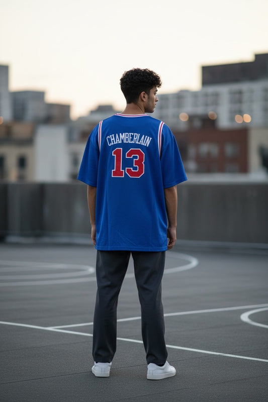 Vintage Wilt Chamberlain #13 Philadelphia 76ers Adidas Hardwood Classics Jersey – Blue – XXL (+2 Length)