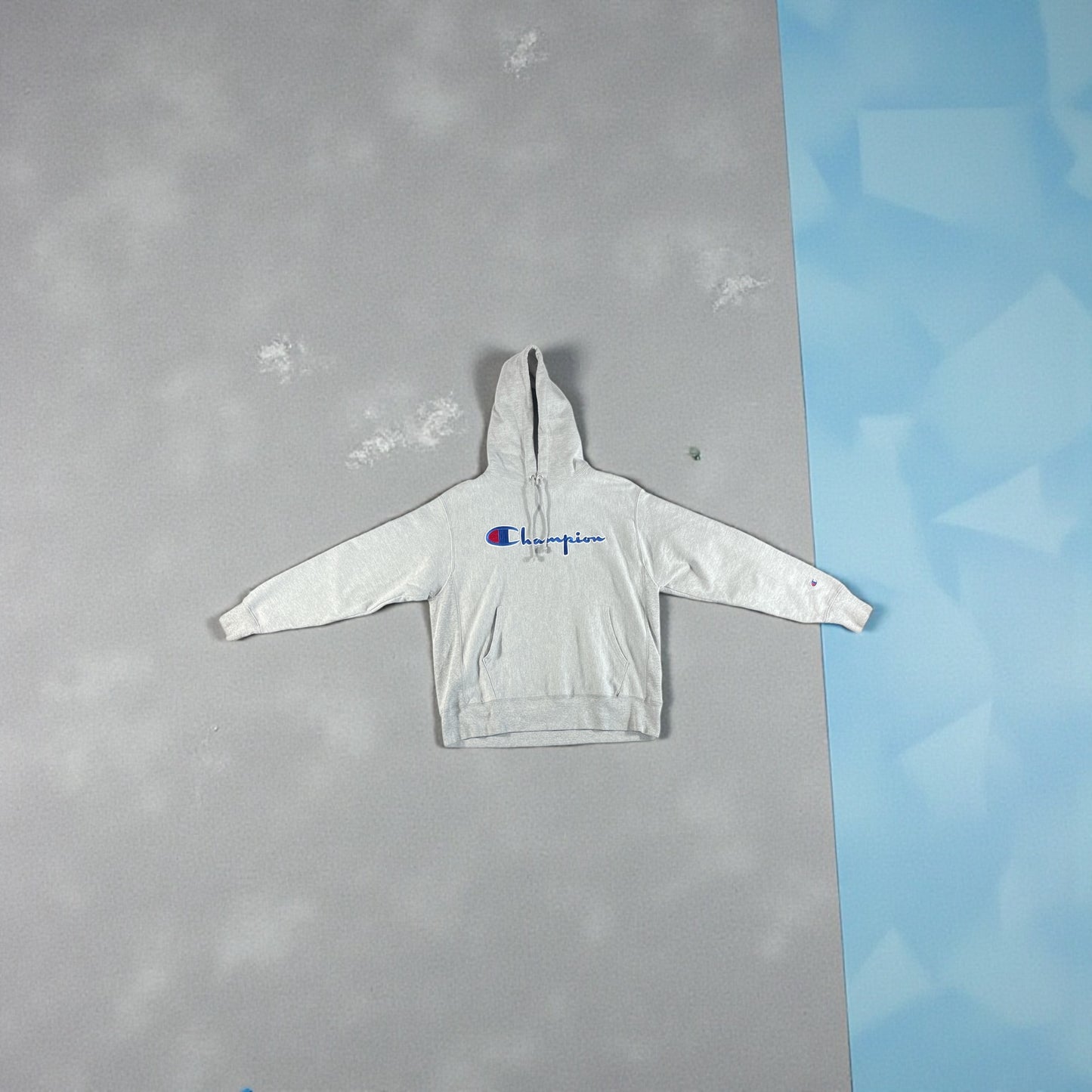 Vintage - Champion Script Logo Hoodie – Grey – Men’s Large