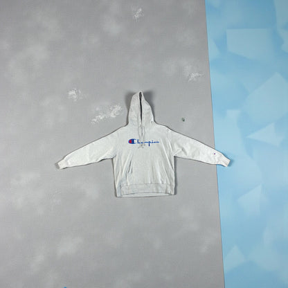 Vintage - Champion Script Logo Hoodie – Grey – Men’s Large