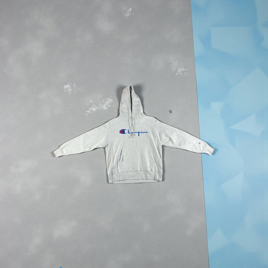Vintage - Champion Script Logo Hoodie – Grey – Men’s Large