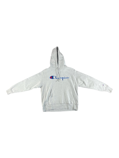 Vintage - Champion Script Logo Hoodie – Grey – Men’s Large