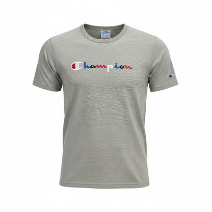 Champion Script Logo T-Shirt – Grey Marl | Classic Sportswear Tee