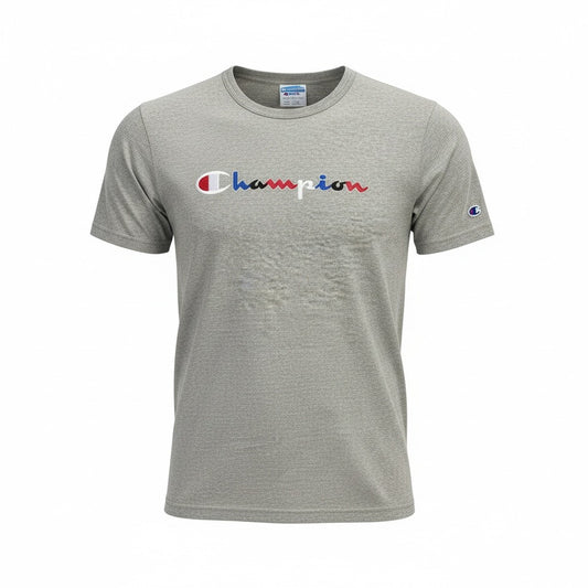 Champion Script Logo T-Shirt – Grey Marl | Classic Sportswear Tee