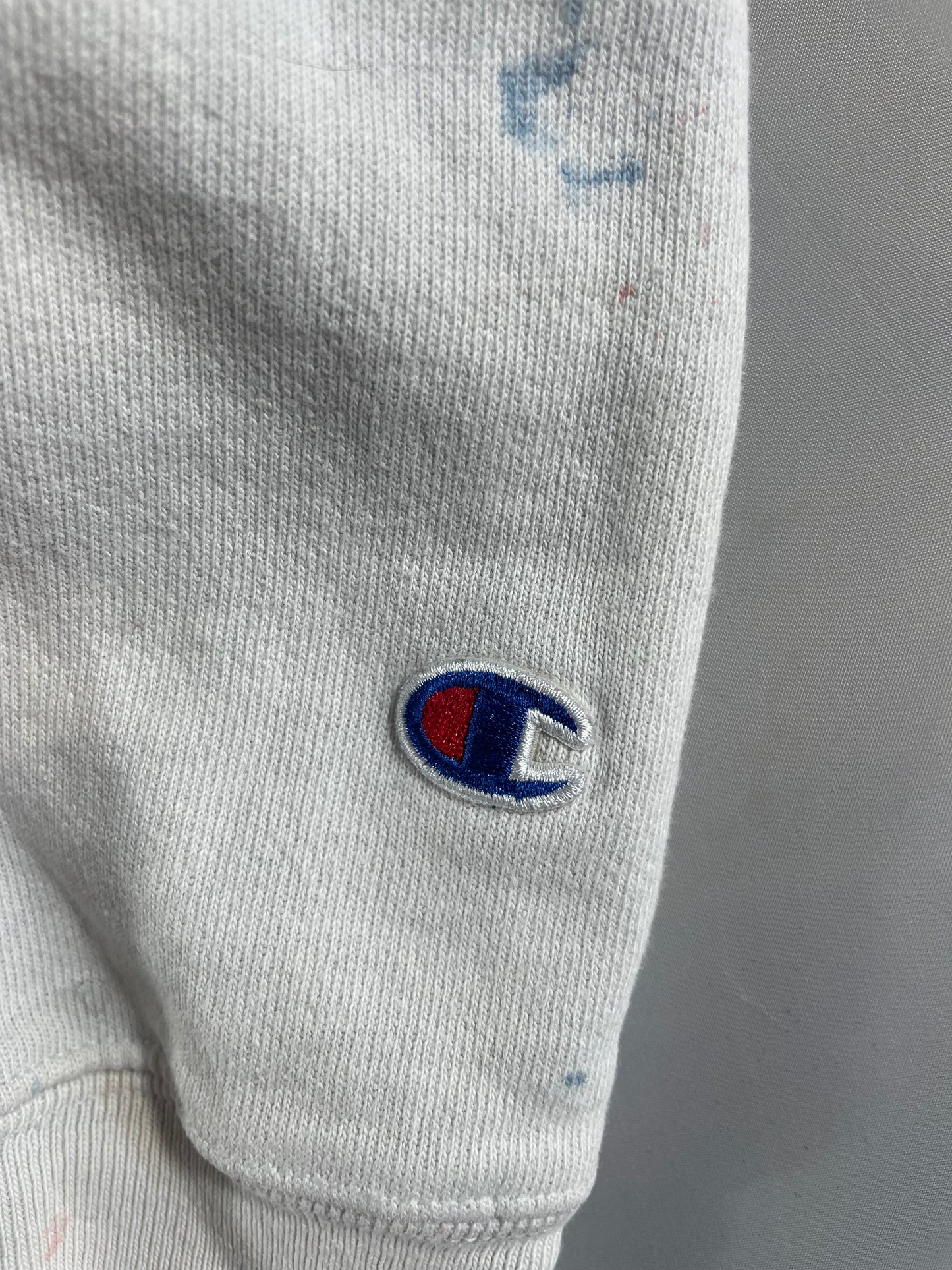 Vintage - Champion Paint Splatter Hoodie – Cream Multi – Men’s XL