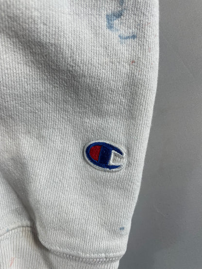 Vintage - Champion Paint Splatter Hoodie – Cream Multi – Men’s XL