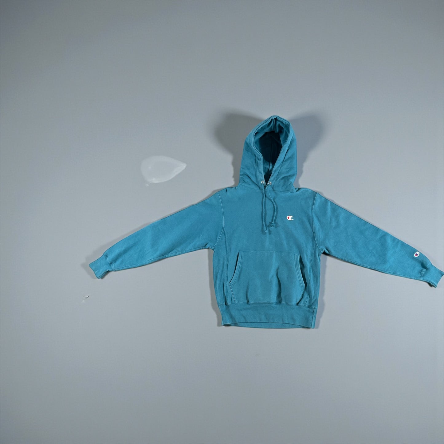 Vintage - Champion Small Logo Hoodie – Teal – Men’s Small