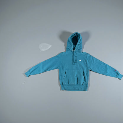 Vintage - Champion Small Logo Hoodie – Teal – Men’s Small