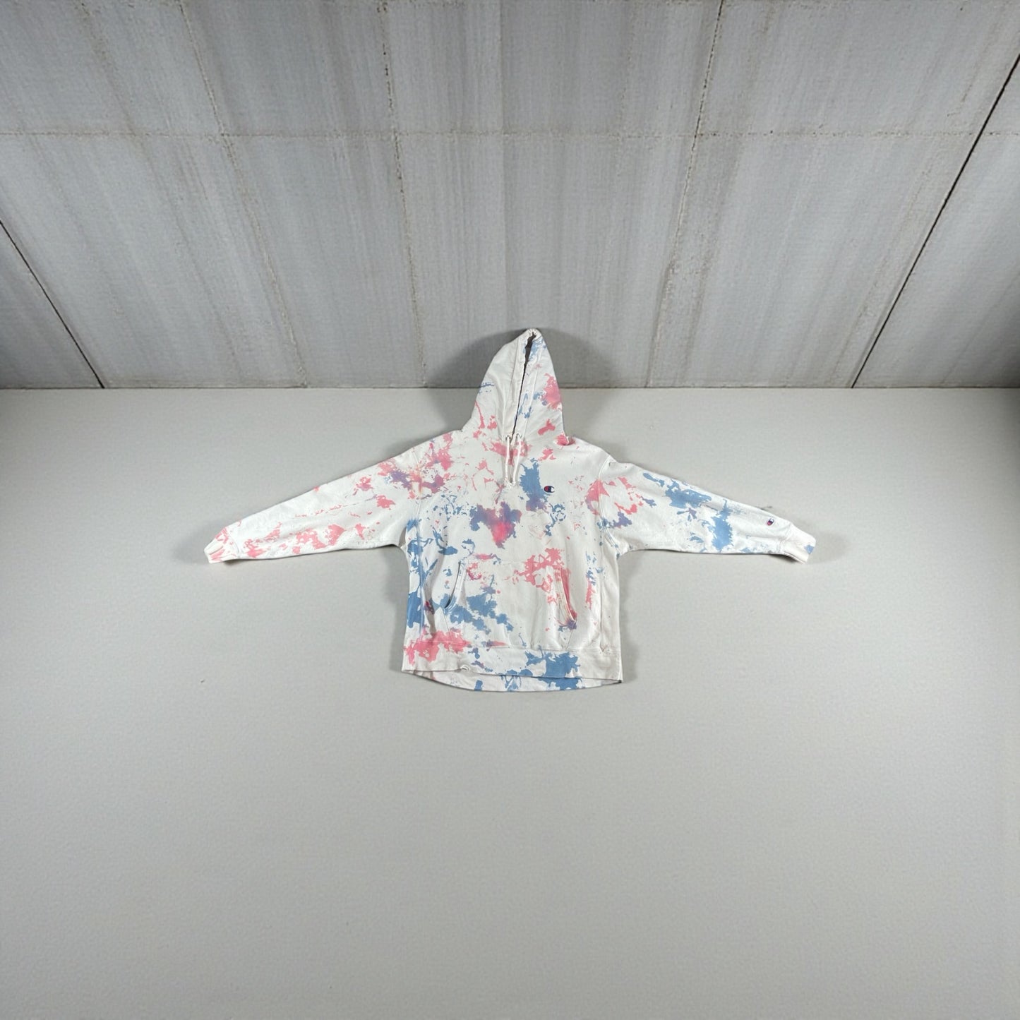 Vintage - Champion Paint Splatter Hoodie – Cream Multi – Men’s XL