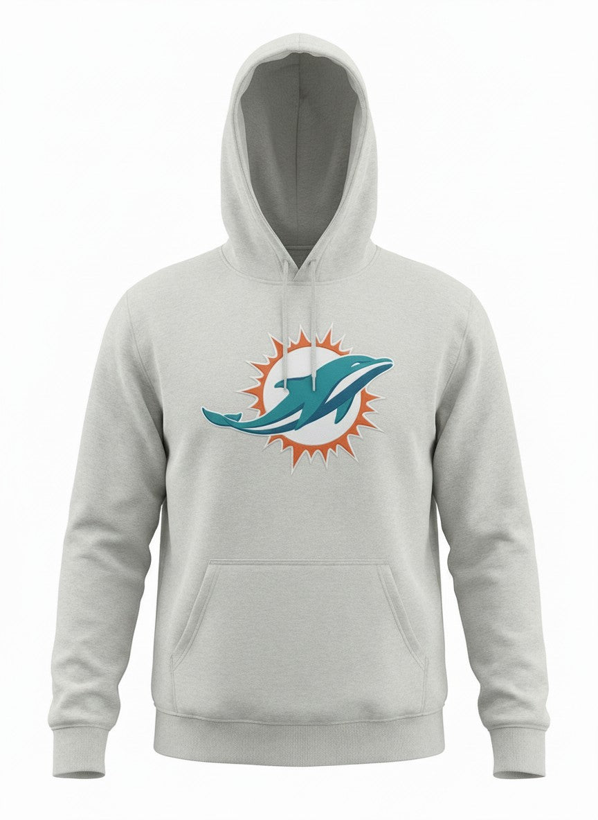 Miami Dolphins Fanatics Logo Hoodie – Grey (Brand New)