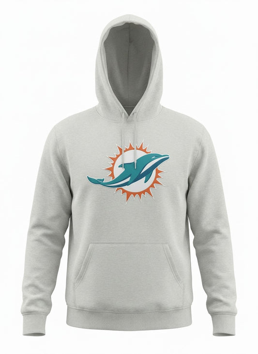Miami Dolphins Fanatics Logo Hoodie – Grey (Brand New)