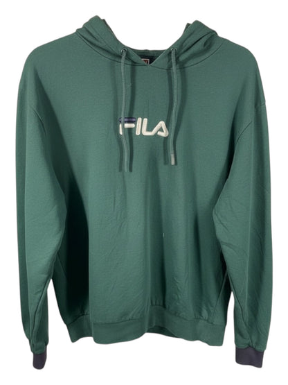 Vintage Fila Green Pullover Hoodie - White Stripe Sleeve - Men's XL - Y2k Streetwear