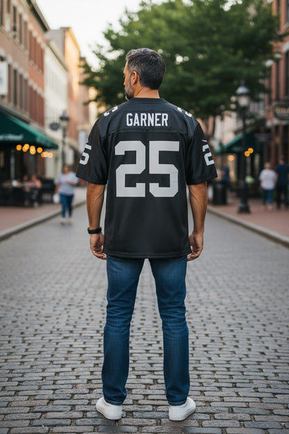 Charlie Garner Oakland Raiders #25 NFL Jersey – Adidas Vintage Raiders Jersey Black – Men’s Large
