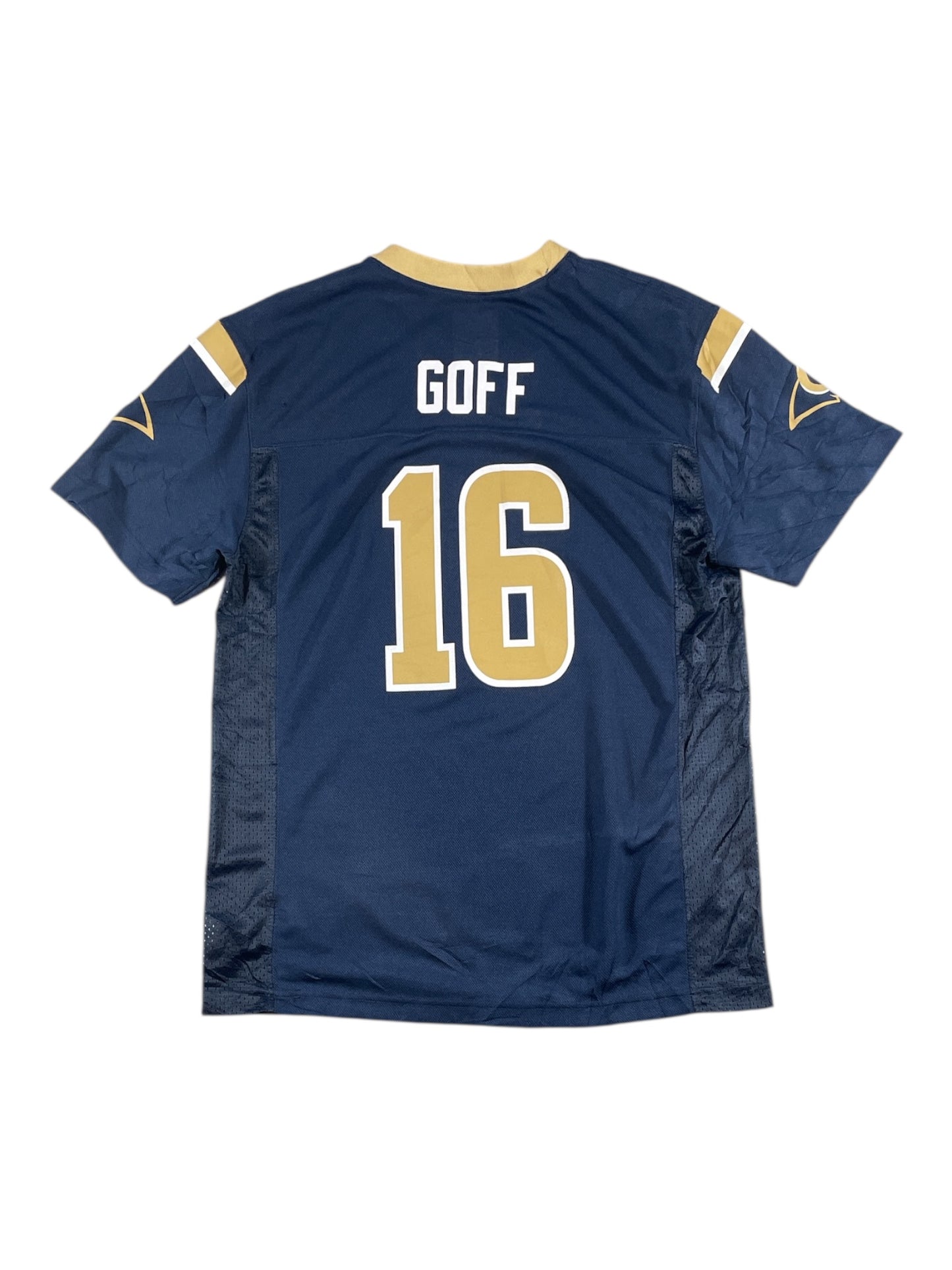 Los Angeles Rams Jared Goff #16 Nike NFL Jersey – Navy/Gold (Youth XL, Pre-Loved)
