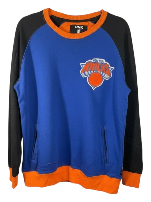 Vintage 90's UNK New York Knicks Sweatshirt - Orange Sleeve Block - Men's XL - Y2K NBA
