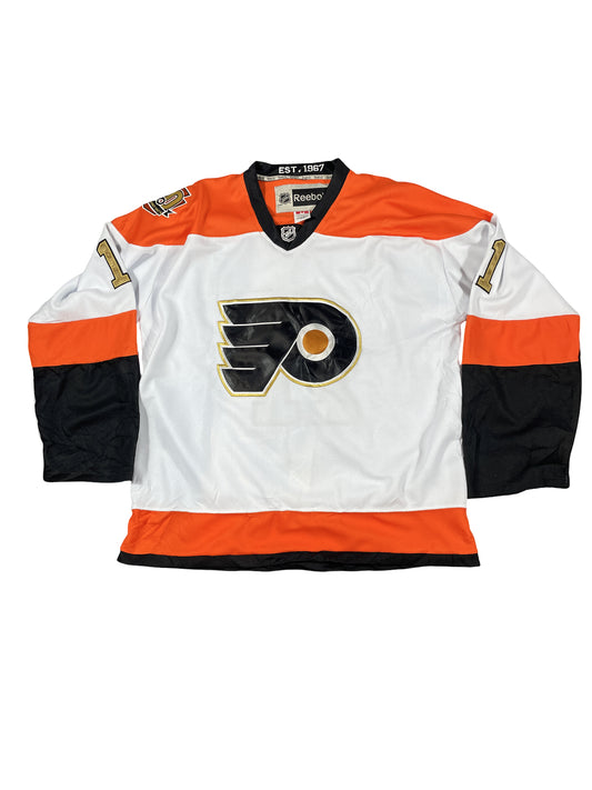 Vintage Philadelphia Flyers 50th Anniversary Travis Konecny #11 Reebok Jersey - White/Gold - Size XL