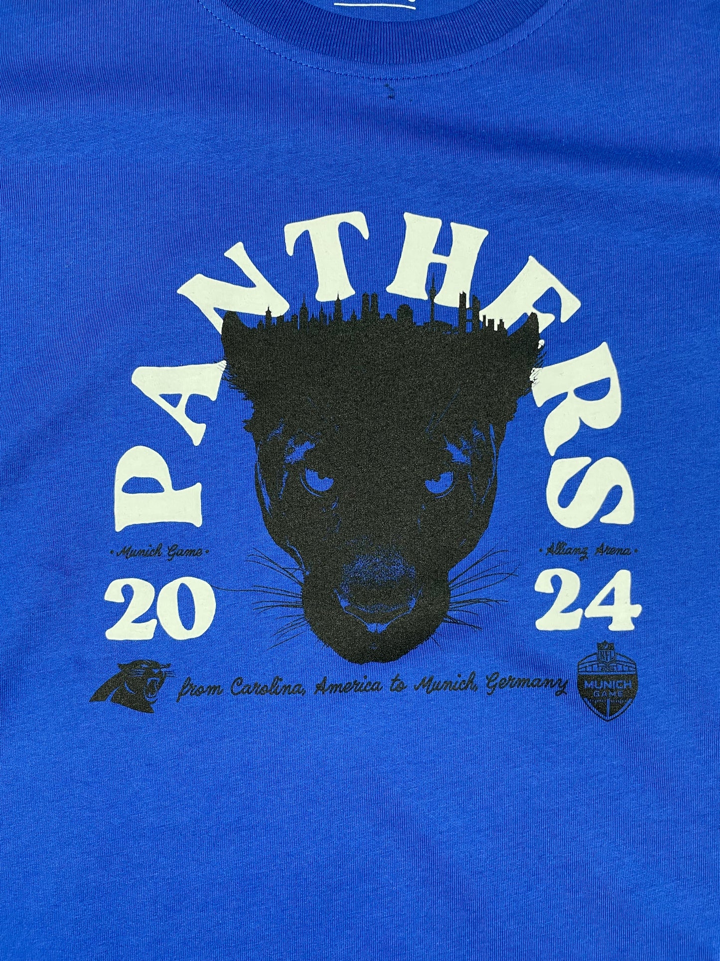 Carolina Panthers NFL Munich Game 2024 T-Shirt – Blue – Official NFL – New with Tags