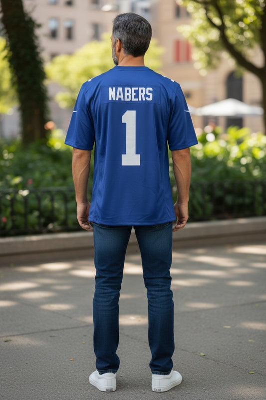 Malik Nabers #1 New York Giants NFL Jersey – Blue – Men’s – Brand New